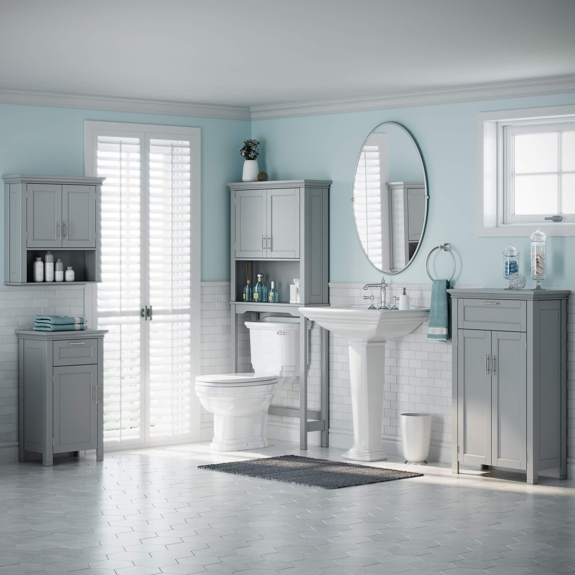 RiverRidge 06-076 Home Somerset Collection Single Door Floor Cabinet, Gray, No Size,Grey - Image 4