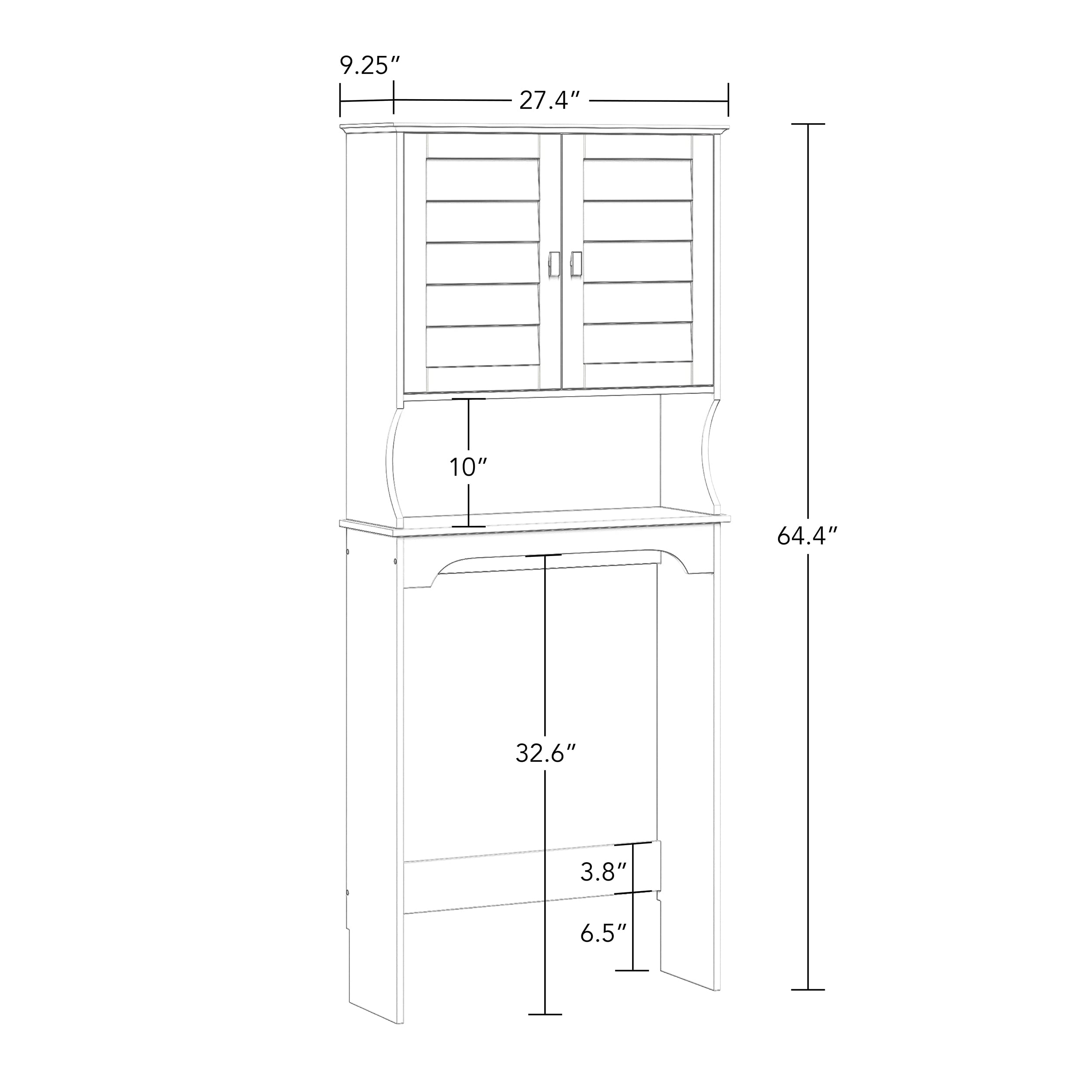 RiverRidge Brookfield Bathroom Shutter Door Over-The-Toilet Spacesaver Freestanding Storage Cabinet - Image 3
