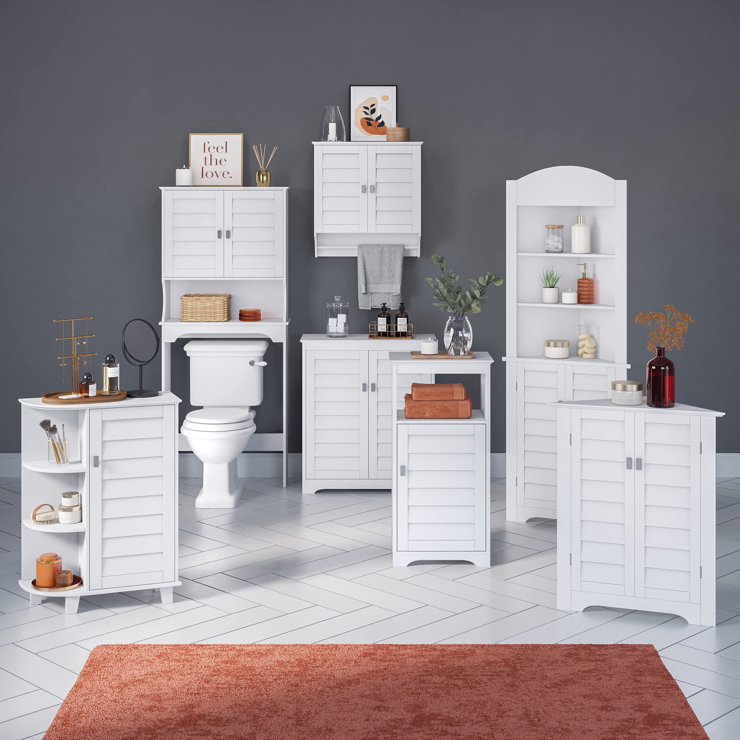 RiverRidge Brookfield Bathroom Shutter Door Over-The-Toilet Spacesaver Freestanding Storage Cabinet - Image 9