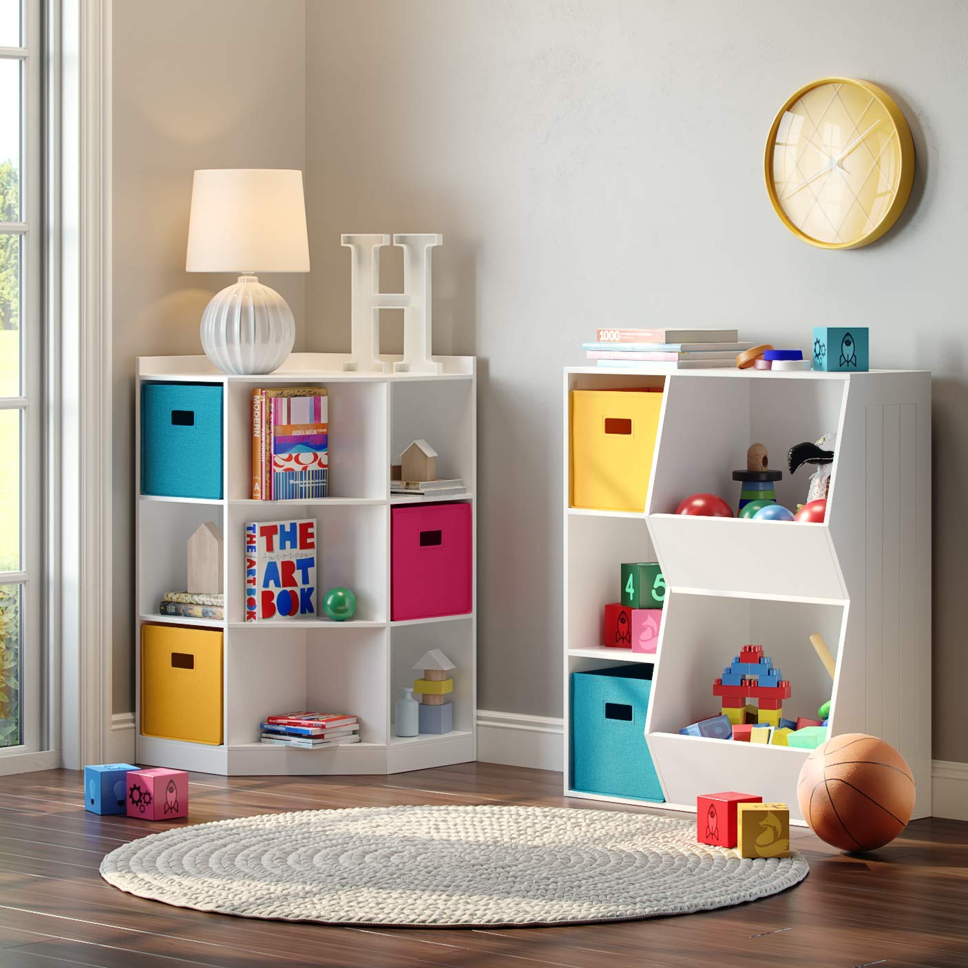 RiverRidge Home 6-Cubby, 3-Shelf Corner Cabinet for Kids, White - Image 4