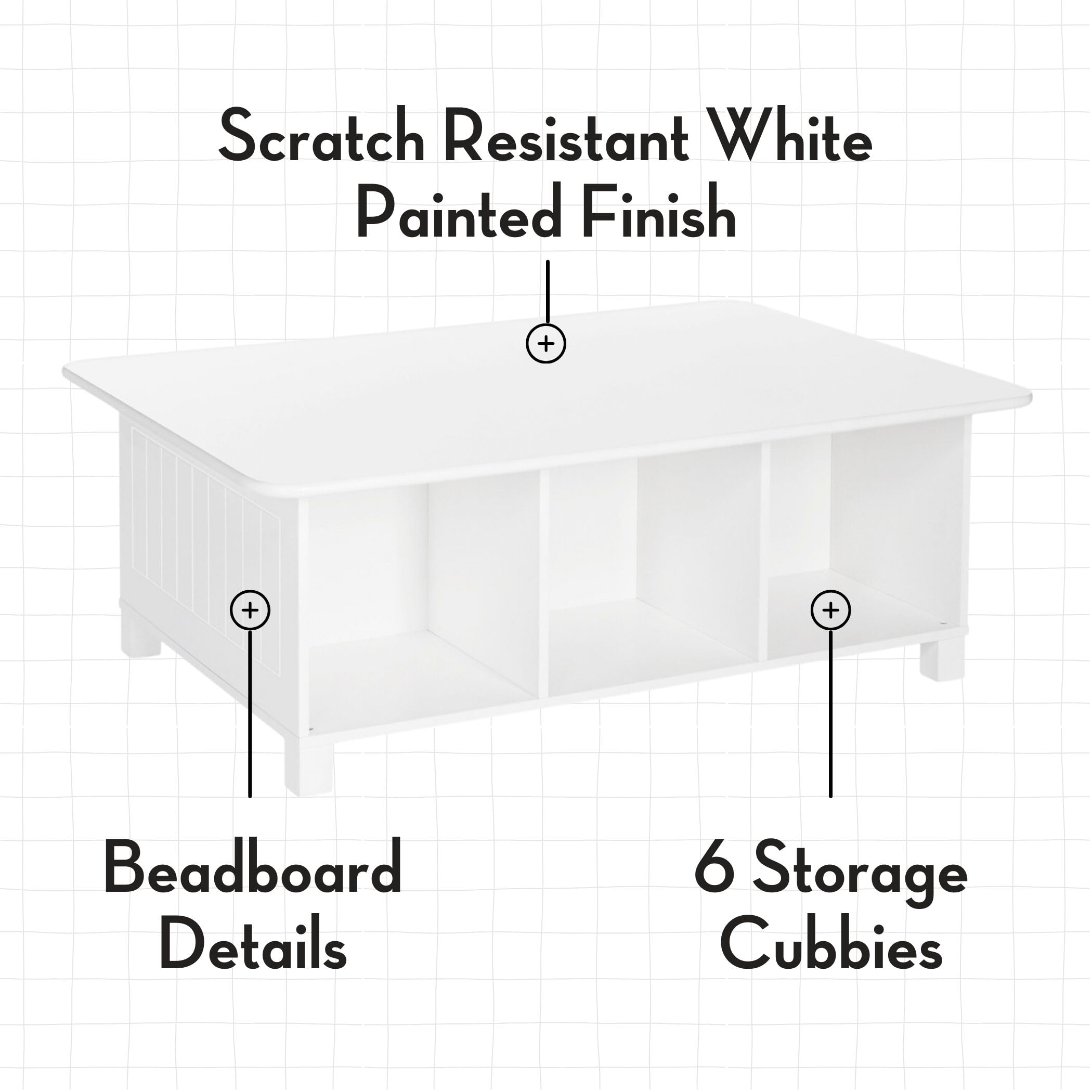 RiverRidge Home RiverRidge Activity Table, White with Golden Yellow Bins - Image 5