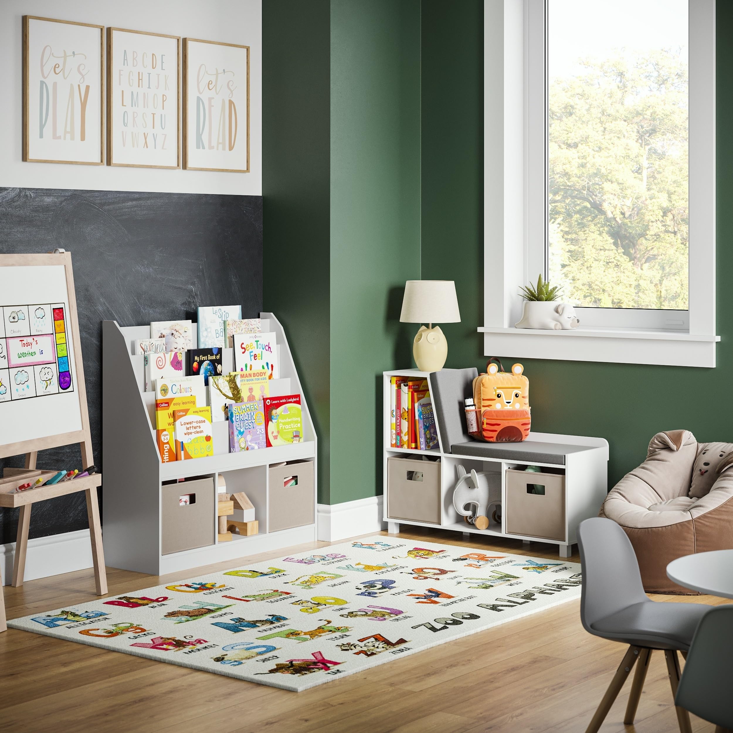 RiverRidge Kids 4 shelves Three Cubbies Bookrack, White (02-251), 11.81"D x 35"W x 36"H - Image 9