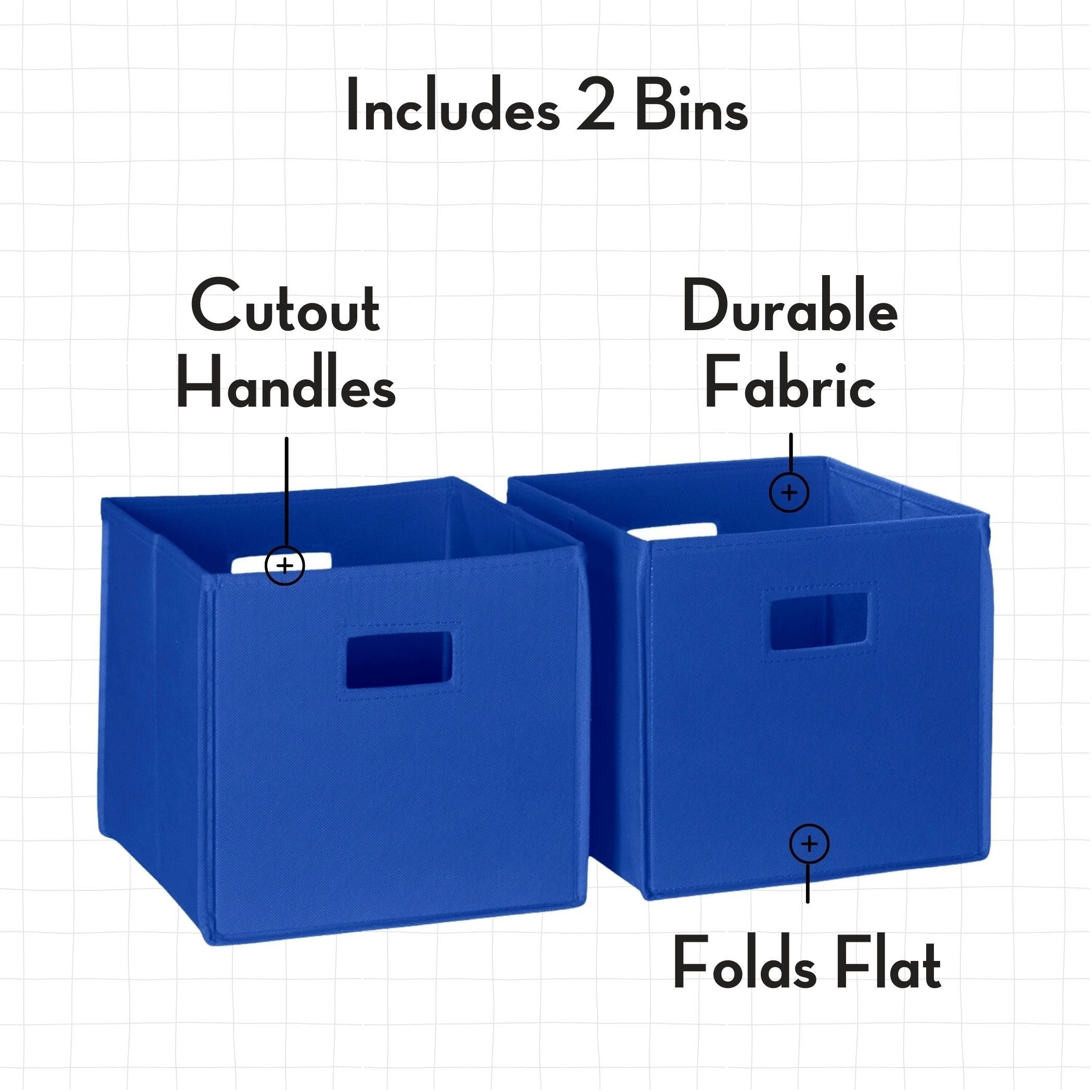 RiverRidge Kids Bookshelf & Toy Storage Organizer with 4 Book Racks, 2 Cubbies and 2 Blue Storage Bins - Versatile Book Nook Toy Tidy - Image 6