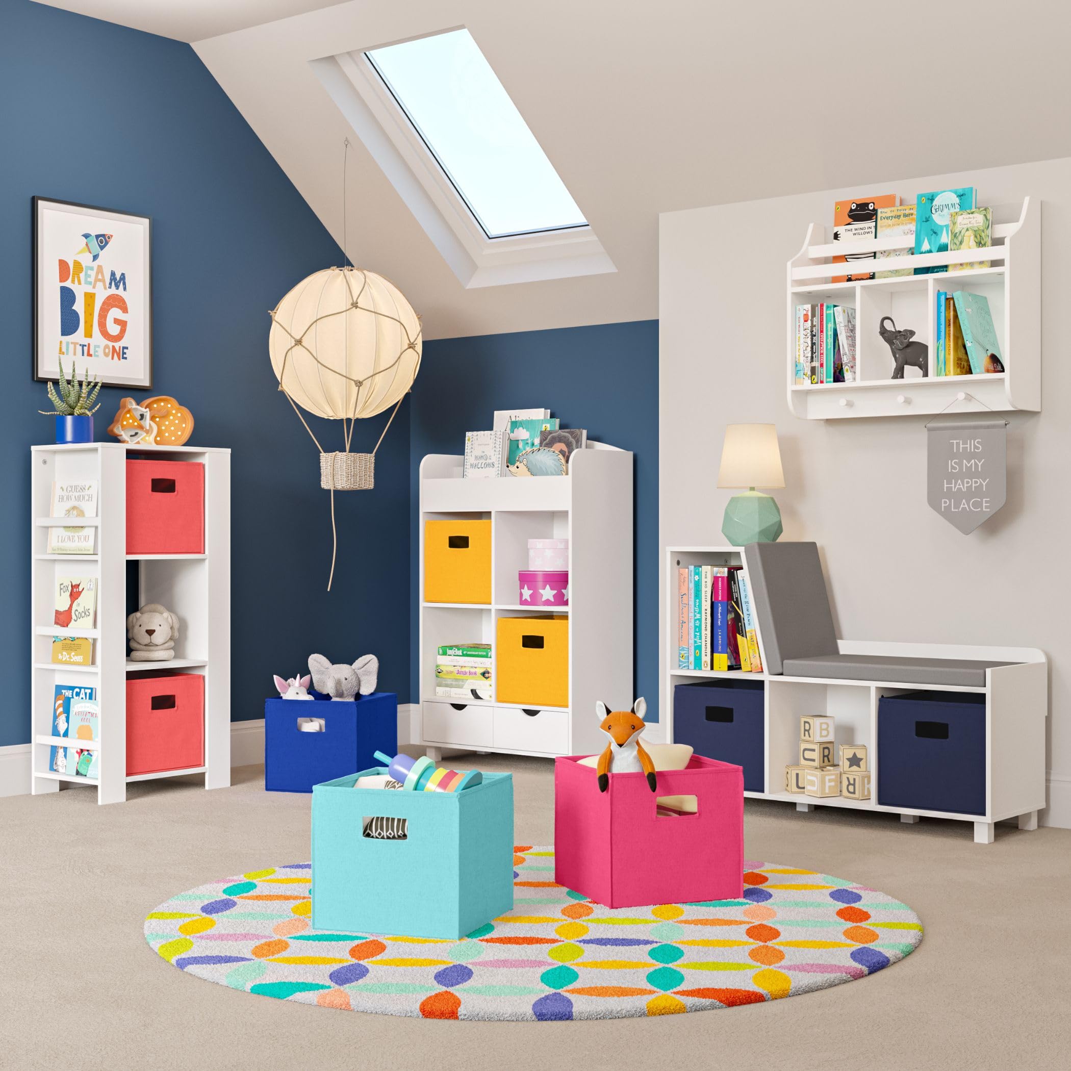 RiverRidge Kids Reading Nook and White Cubby Storage Bench with Comfy Cushioned Seat and Cubbies Toy Organizer, White - Image 9