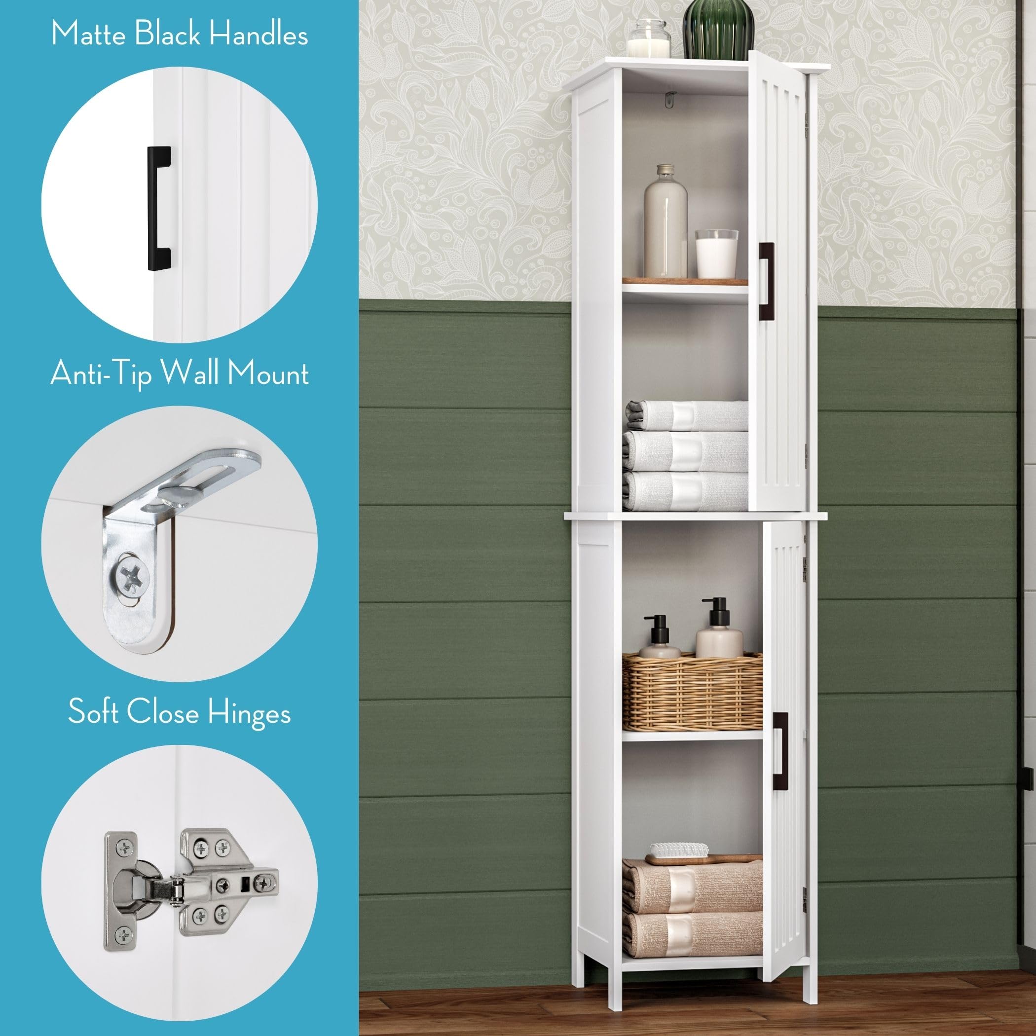 RiverRidge Monroe Cabinet with 2 Soft-Close Doors, Adjustable Shelves for Bathroom Storage - Conceal Clutter in Modern Style - Image 6