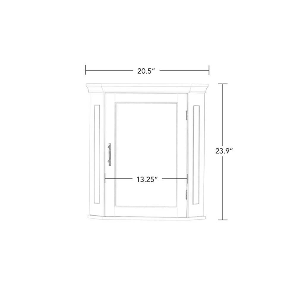 RiverRidge Somerset Corner Wall Bathroom Cabinet with an Adjustable Shelf, Inset Door, Two-Tone Handle - Space-Saving MDF Bathroom Cabinet for Toiletries - Image 3