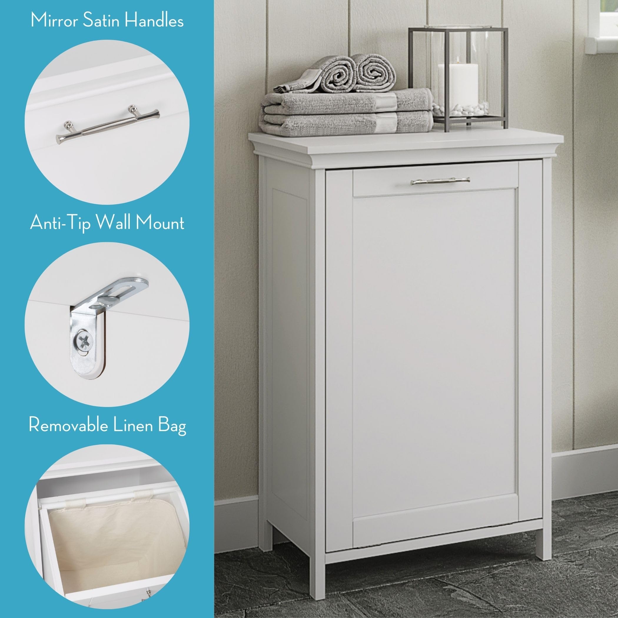 RiverRidge Somerset Tilt-Out Laundry Hamper, White - Image 5